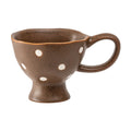 Ceramic Mug 8.5 oz Brown Polka Dot - Footed Reactive Glaze, Side Handle