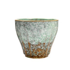 Ceramic Tea Cup 6.8 oz Green - Reactive Crackle Glaze, 8.6 cm