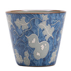 Ceramic Tea Cup 2.4 oz Blue - Gourd Crackle Glaze, 6 cm